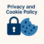 Privacy and Cookie Policy banner with a padlock and cookie icon representing data protection and transparency. 