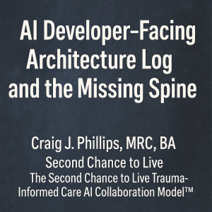 AI developer-facing architecture log exploring identification, comparison, and the missing spine of trauma-informed care in AI design